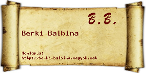Berki Balbina névjegykártya